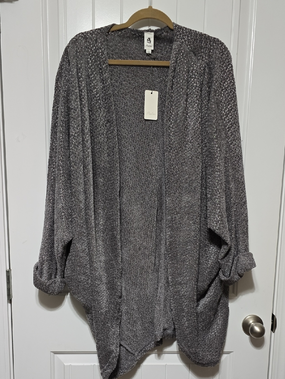 Open-Front Relaxed Cardigan in Heather Gray